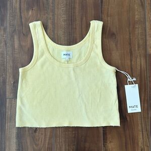 NWT Mate The Label Cropped Thermal Tank Small Yellow